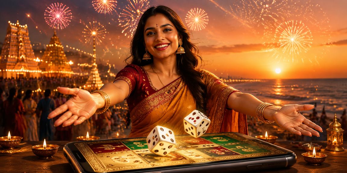 Excited player watching Aviator game performance on mobile, during Diwali festival