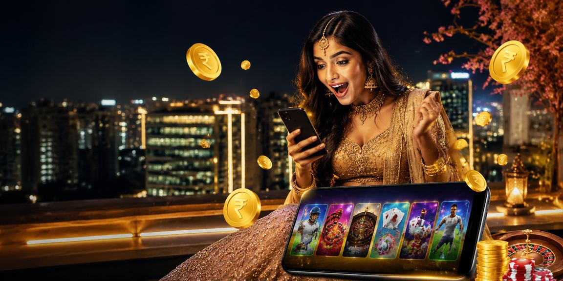 Indian woman enjoying Slots slot games on mobile