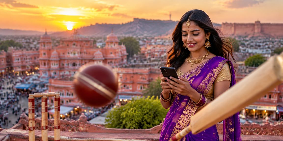 Player watching Aviator game multipliers and cricket betting on mobile in Jaipur